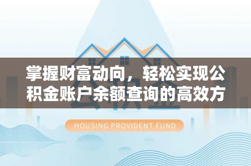 双流掌握财富动向，轻松实现公积金账户余额查询的高效方式